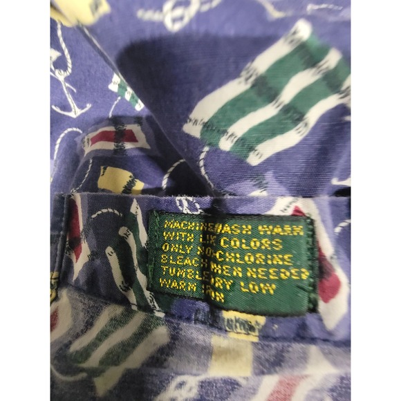 Club Room Blue Nautical Them Short Sleeve Shirt Size‎ L 100% Cotton - Picture 8 of 9